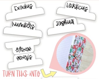 Bible Tabs | Bible Tabs Printable for Journaling Bible | Bible Divider Label Tabs for Old and New Testament | Black and White PDF Download
