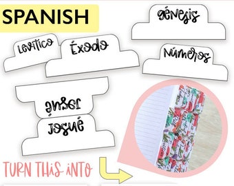 Bible Tabs Spanish Printable for Journaling Bible | Digital Index Tabs Template for Books of the Bible | PDF Download | Black and White Tabs