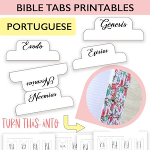 Portuguese Bible Tabs Printable for Journaling Bible | Digital Tabs Template for Books of the Bible | PDF Download | Black and White Tabs