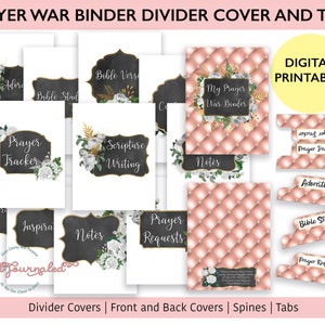 Gebetsmappe oder Kriegsmappe Dividers Cover und Tabs Digital druckbare Vorlage | Ideal für Gebetstagebuch, Bibelstudium oder Dankbarkeit