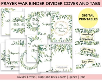 Prayer Journal Printable Binder Dividers Cover and Tabs for Women | War Binder, Prayer Binder, Bible Study, Gratitude Digital Template Kit