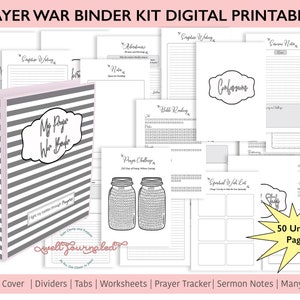 Prayer War Binder Printable | Prayer Journal and Bible Study Kit | Faith Binder Journaling Printables  for Scripture Writing and Gratitude
