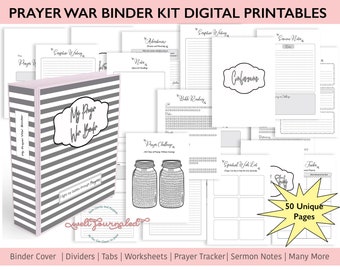 Prayer War Binder Printable | Prayer Journal and Bible Study Kit | Faith Binder Journaling Printables  for Scripture Writing and Gratitude