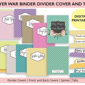 Prayer Journal Binder Dividers Cover and Tabs for Women Printables | Great for War Binder, Prayer Binder, Bible Study Digital Template Kit