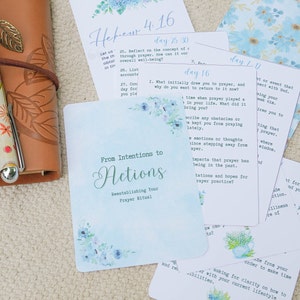 Prayer Journaling Cards | Journal Prompt Cards for Daily Quiet Time with God | Printable Christian Prompts Planner Journal Kit