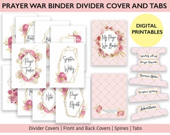War Binder or Prayer Binder Binder Dividers Cover and Tabs Digital Printable Template | Great for Prayer Journal , Bible Study or Gratitude