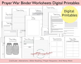 Prayer Journal Kit for Women | Prayer Binder or War Binder Printables Bundle Template for Prayer Journaling, Bible Study or Gratitude