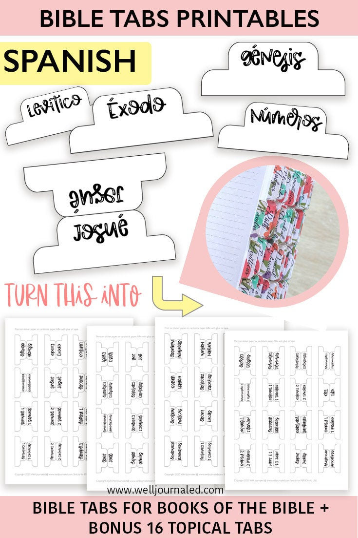 Bible Tabs Spanish Printable for Journaling Bible Digital Etsy