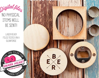 wood beer bottle opener cut files for laser, bottle cap opener glowforge, magnetic bottle opener for fridge, stocking stuffers for men funny