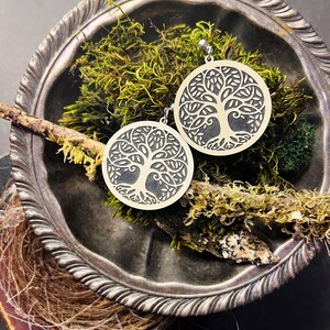 Svg de boucles d'oreilles arbre de vie, fichier coupé pour glowforge, boucles d'oreilles découpées au laser pour bff hippie, cadeaux Earth Mama, fichiers laser adaptés aux débutants