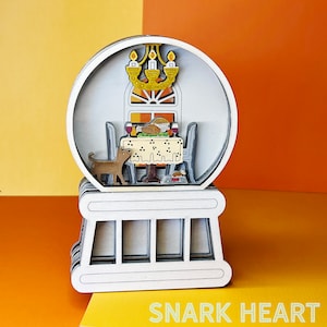 Schneekugel Shaker Ornament SVG, Glowforge Mini-Bücherregal, Laserschnitt-Dateien, Bestseller Laserdatei, Thanksgiving-Dinner, Hostessengeschenk für Freundin