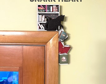 cat mini bookshelf svg file for laser cutting, mini bookshelf decor, cute bookshelf decor, book svg designs, fantasy bookshelf decor