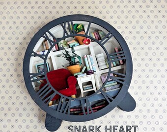 clock shaped mini bookshelf, book case file for laser cutting, easy files for Glowforge, best seller craft show svg, dark academia decor