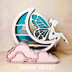 Mond Fee miniatur Bücherregal Laser svg Datei, wunderschöne Datei für Glowforge Laser, Geschenk für Cottagecore bff, Feen Geburtstagsgeschenk für bff