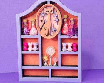 Spring-o-Ween 2025: Bewitched Cat miniature bookshelf