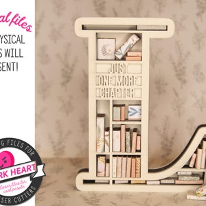 eerste svg boekenplank ornament laser gesneden bestanden voor hout, grannycore cadeau voor libriarian, letter L diy ambachten voor geschenken, alfabet ornament