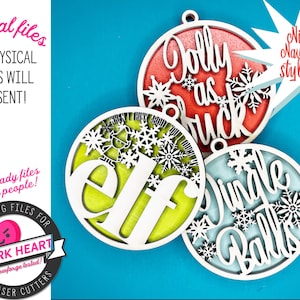 inappropriate ornament svg, easy ornament svg, Glowforge Christmas file, naughty Christmas ornament bundle, adult ornament svg, craft show