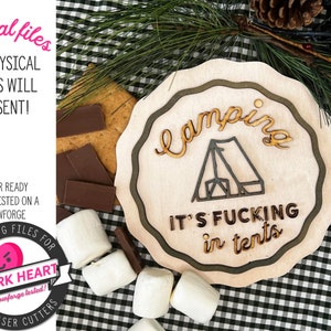 Divertidos letreros de camping archivos cortados con láser para madera, decoración de campistas archivos svg de Glowforge para láser, accesorios de RV para archivos CNC interiores para letreros
