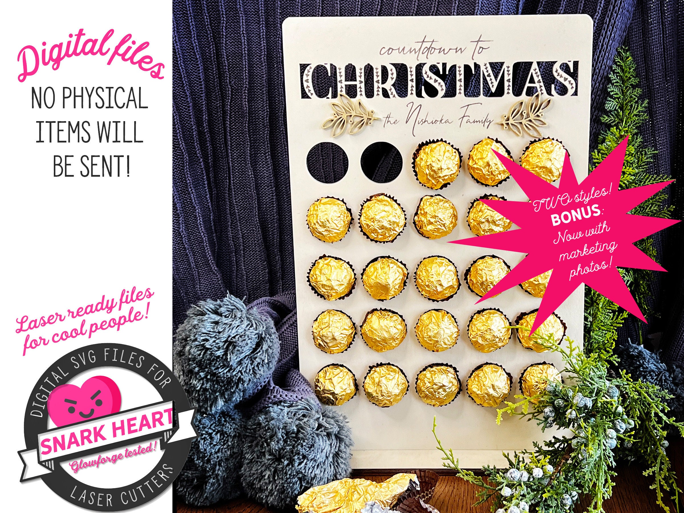 Chocolate Advent Calendar 2022 Modern Farmhouse Christmas Etsy