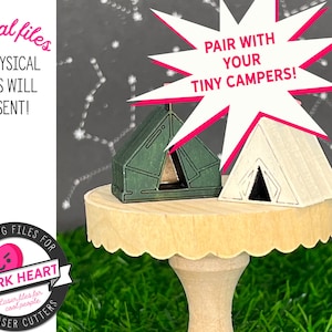 mini tiny tent svg cut file for summer camp diy kit, handmade summer camp memories craft, miniature diorama making designs, miniature tent