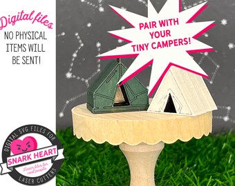 mini carpa pequeña svg archivo de corte para el kit de bricolaje del campamento de verano, artesanía de recuerdos de campamento de verano hecha a mano, diseños de creación de diorama en miniatura, carpa en miniatura