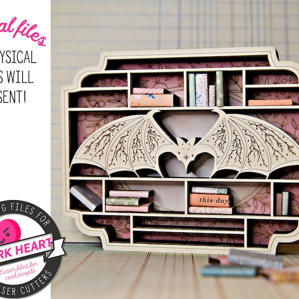 Gothic bat shelf for crystals, gift for witches, easy beginner friendly svg files for glowforge, esoteric wedding gift for couple unique