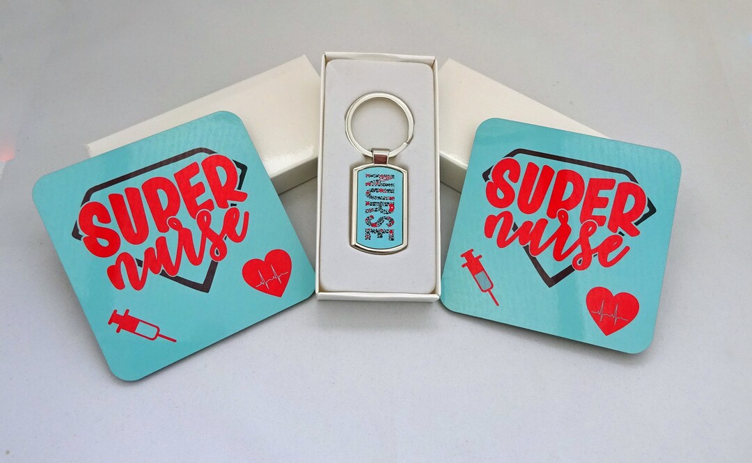 Ideal Gift Nurse Gift Set Super Nurse Coasters & Key Ring Etsy