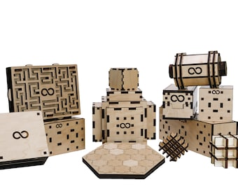 Zestaw pudełek z drewna klonowego: zestaw łamigłówek