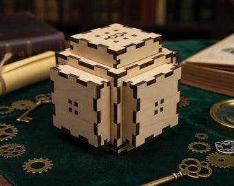 Drewniana skrzynia z łamigłówkami Nova: Ukryty schowek, układanka logiczna 3D IQ