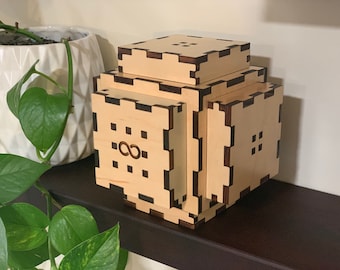 Nova | Original Wooden Puzzle Box | Hidden Compartment | Smart Gift for Adults and Kids | Desk Puzzle | IQ Logic 3D Puzzle