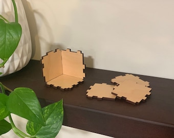 Vega Cube | Original Wooden Brain Teaser | Smart Gift for Adults and Kids | Desk Puzzle | IQ Logic 3D Puzzle