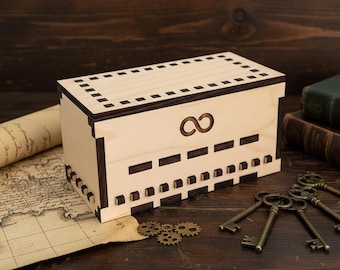 Pudełko z łamigłówką Implicitus z drewna klonowego: Ukryty schowek, 18-stopniowa łamigłówka