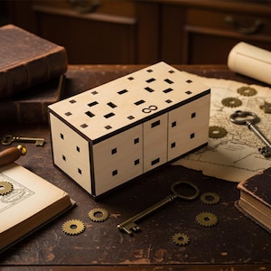 Orion Wooden Puzzle Box: 24-Step Hidden Compartment Brain Teaser