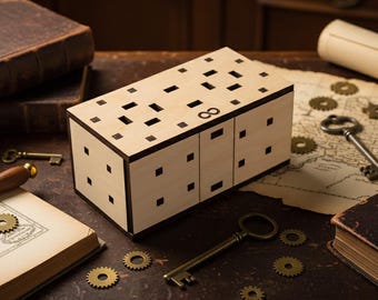 Drewniane pudełko z łamigłówkami Orion: 24-stopniowa łamigłówka z ukrytym schowkiem