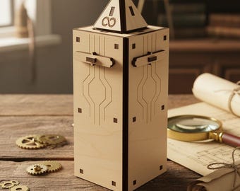 Obelisk Puzzle Box: 55-stopniowa układanka z ukrytym schowkiem z drewna klonowego