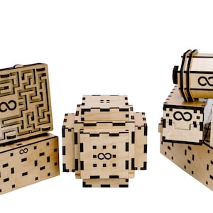 7 Pack Bundle - Nova, Altair, Orion, Solaris, Daetilus, Cygnus, Antares | Original Wooden Puzzle Box Bundle | Smart Gift for Adults and Kids