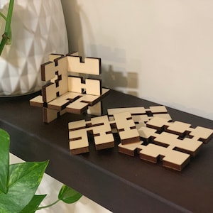 Inversion Cube | Original Wooden Brain Teaser | Smart Gift for Adults and Kids | Desk Puzzle | IQ Logic 3D Puzzle