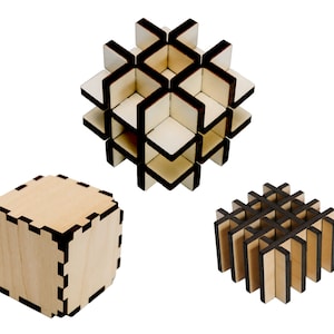 3 Pack Bundle - Inversion Cube, Vega Cube, Binary Grid 4 | Original Wooden Brain Teaser Bundle | Smart Gift for Adults and Kids
