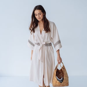 Linen Kimono robe dress, Linen dress, Long Linen dress, Extremely Soft Womens Bathrobe,Dressing gown,Soft linen lounge wear,gift for woman,