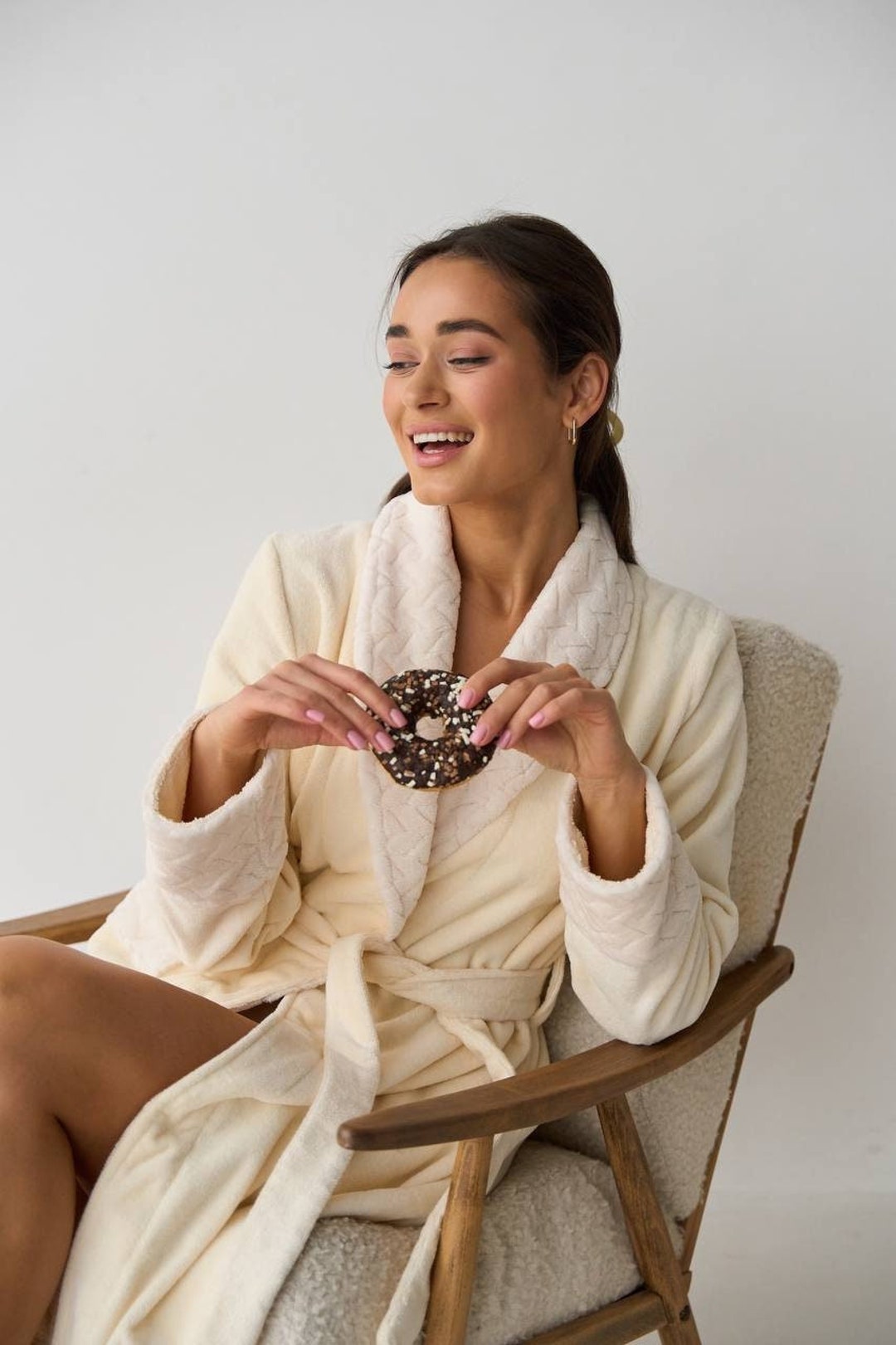 Soft Terry Plush Warm Woman's Bathrobe / Fleece Woman's Robe / Bathrobe