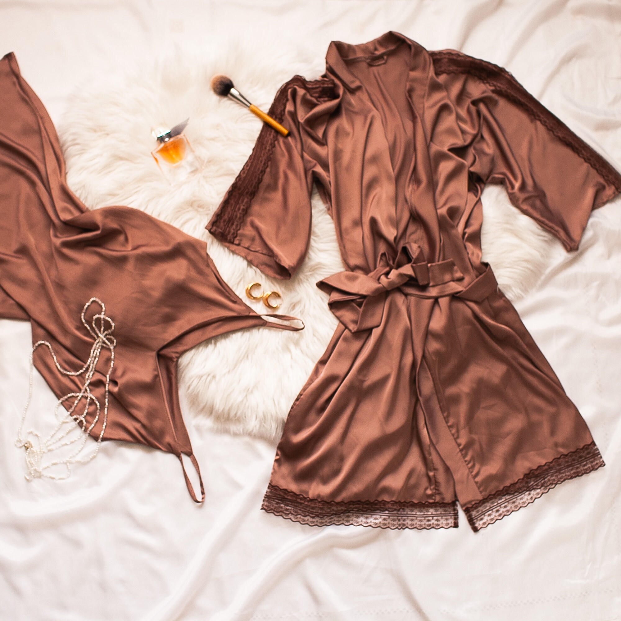 Set silk robe / sleep dress / satin sleep wear for Etsy