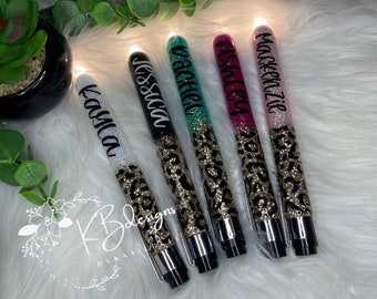 Personalized Medical Light Pen, Glitter Light Pen, Nurses Light Pen, Drs Light Pen, Glitter Medical Pen, Glitter Cheetah Light Pen