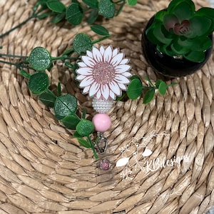 Sunflower Badge Reel, Glitter Badge Reel, Pink Sunflower Reel, Badge Reel