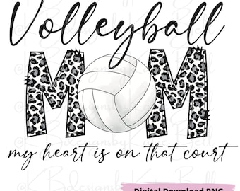 Pallavolo Mamma PNG, Digital Download, Sublimazione PNG, Leopard Print PNG Download, Sport Mamma