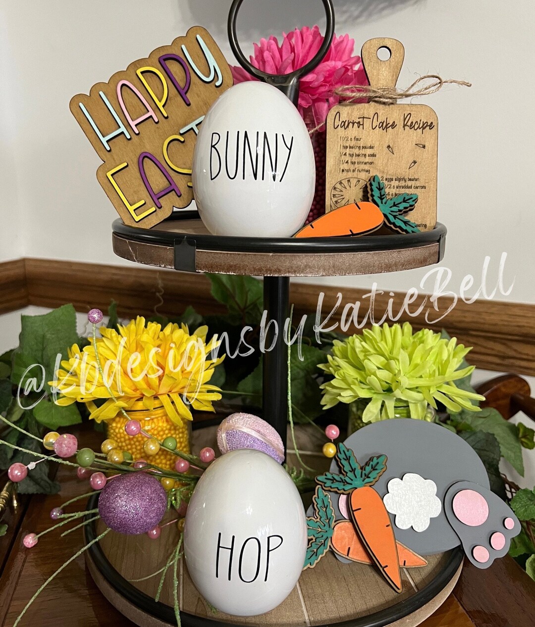 Easter Tier Tray Decor, Wooden Easter Signs, Accent Tray Decor, Table