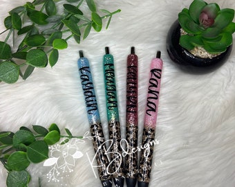 Personalized Glitter Pens, Refillable glitter pen, leopard print glitter pen