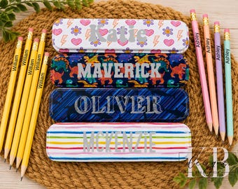 Engraved Pencil Case With Personalized Pencils | Custom School Supplies | Kids School Gift | Classroom Essentials | Back to School