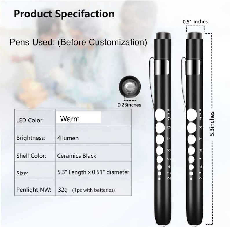 Personalized Medical Light Pen Glitter Light Pen Nurses Etsy