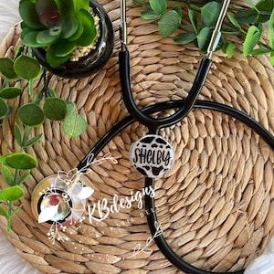 Personalized Cow print Stethoscope ID Tag, Glitter Stethoscope Tag, ID badge, Nurse Gift Idea