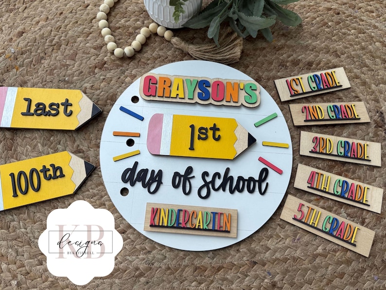 Personalized First Day of School Interchangeable Name Sign, Last Day of School Sign, 100th Day of School Sign, Picture Prop, K-12 Grades bild 2